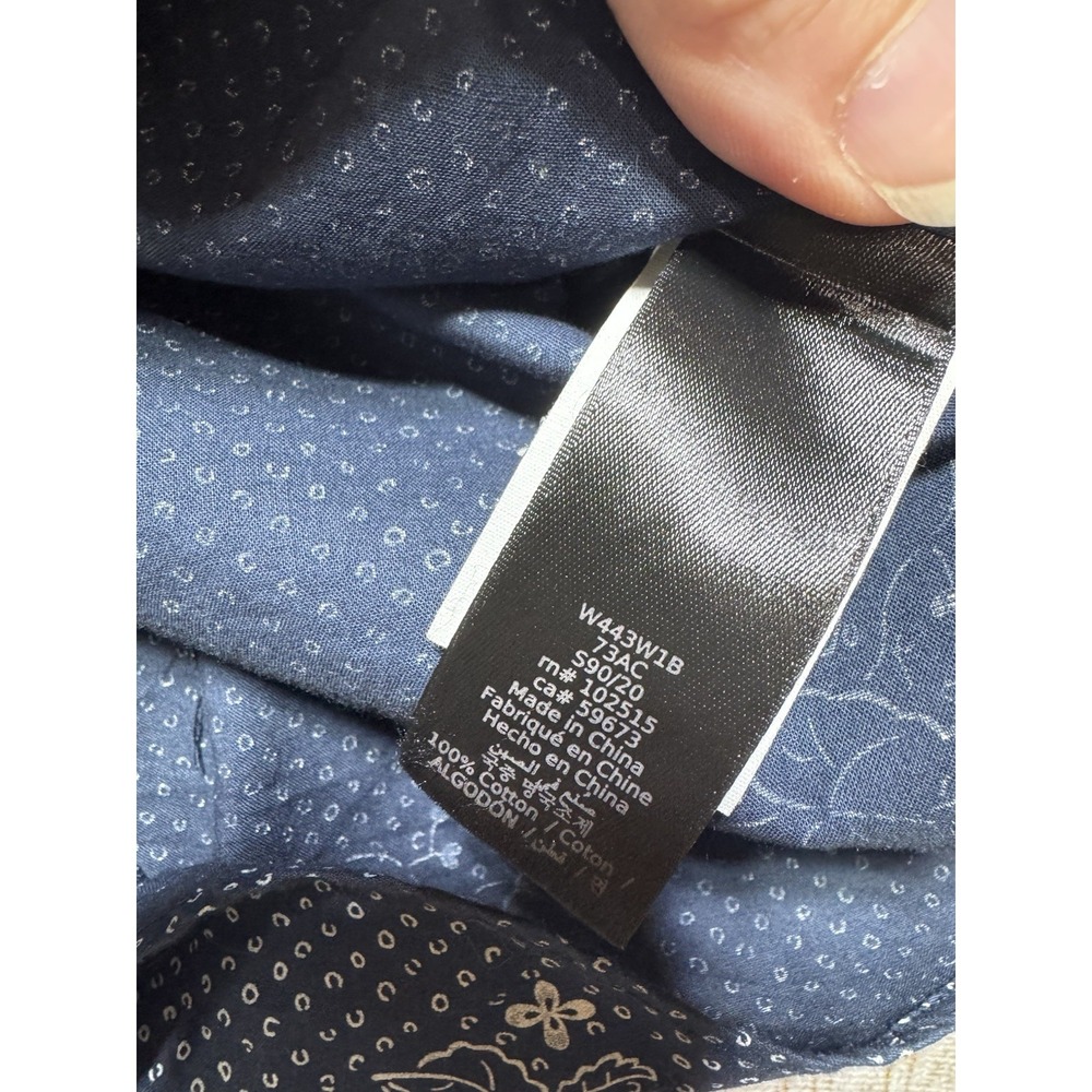 John Varvatos USA Button Up Men's L Blue Skull Floral Print Short Sleeve Shirt - Picture 7 of 7